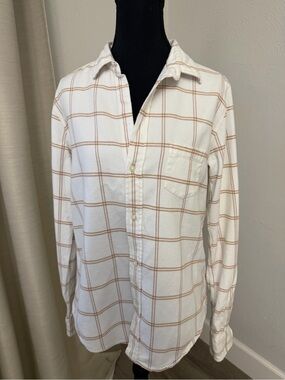 Frank & Eileen White Button-Down Shirt with Tan Windowpane